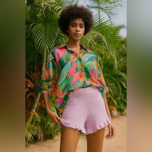 WAYF’98 Ribbed Knit Ruffle Shorts – Small